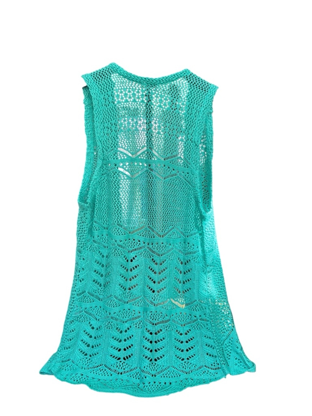 Keren Hart Crochet Open-Front Vest in Teal Women’s S - Picture 3 of 7